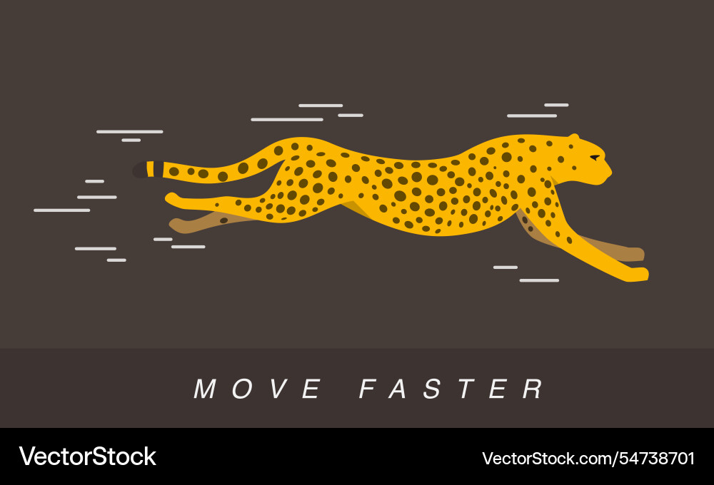 Cheetah running faster side view flat design Vector Image