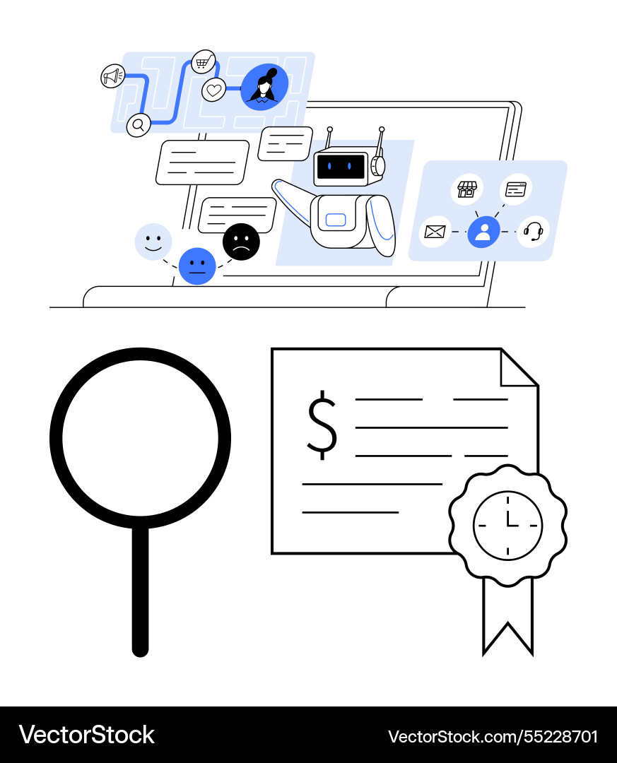 Digital communication concept with chatbot user Digital communication concept with chatbot user Vector Image