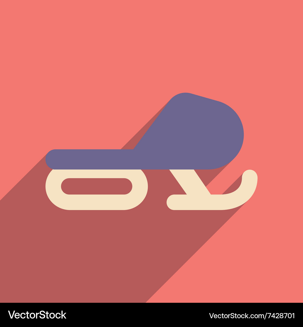 Flat web icon with long shadow snowmobile Vector Image