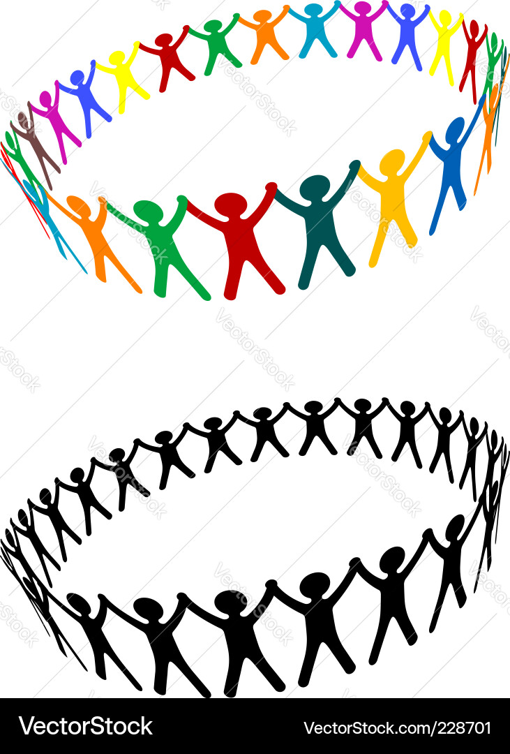 Group of People Forming a Circle Vector Image
