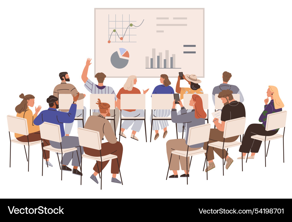 Group presentation with charts and graphs Group presentation with charts and graphs Vector Image