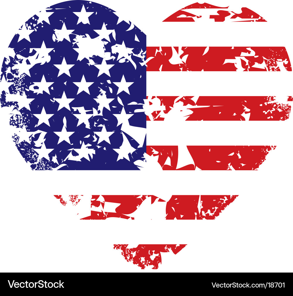 Grunge American Flag Heart vector image