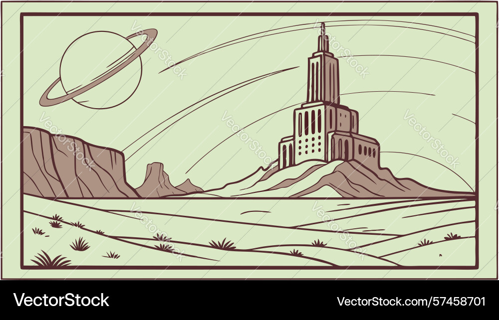Mysterious ancient alien structure on a distant Vector Image