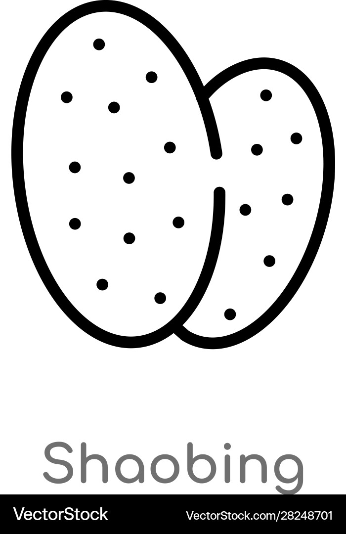 Outline shaobing icon isolated black simple line vector image