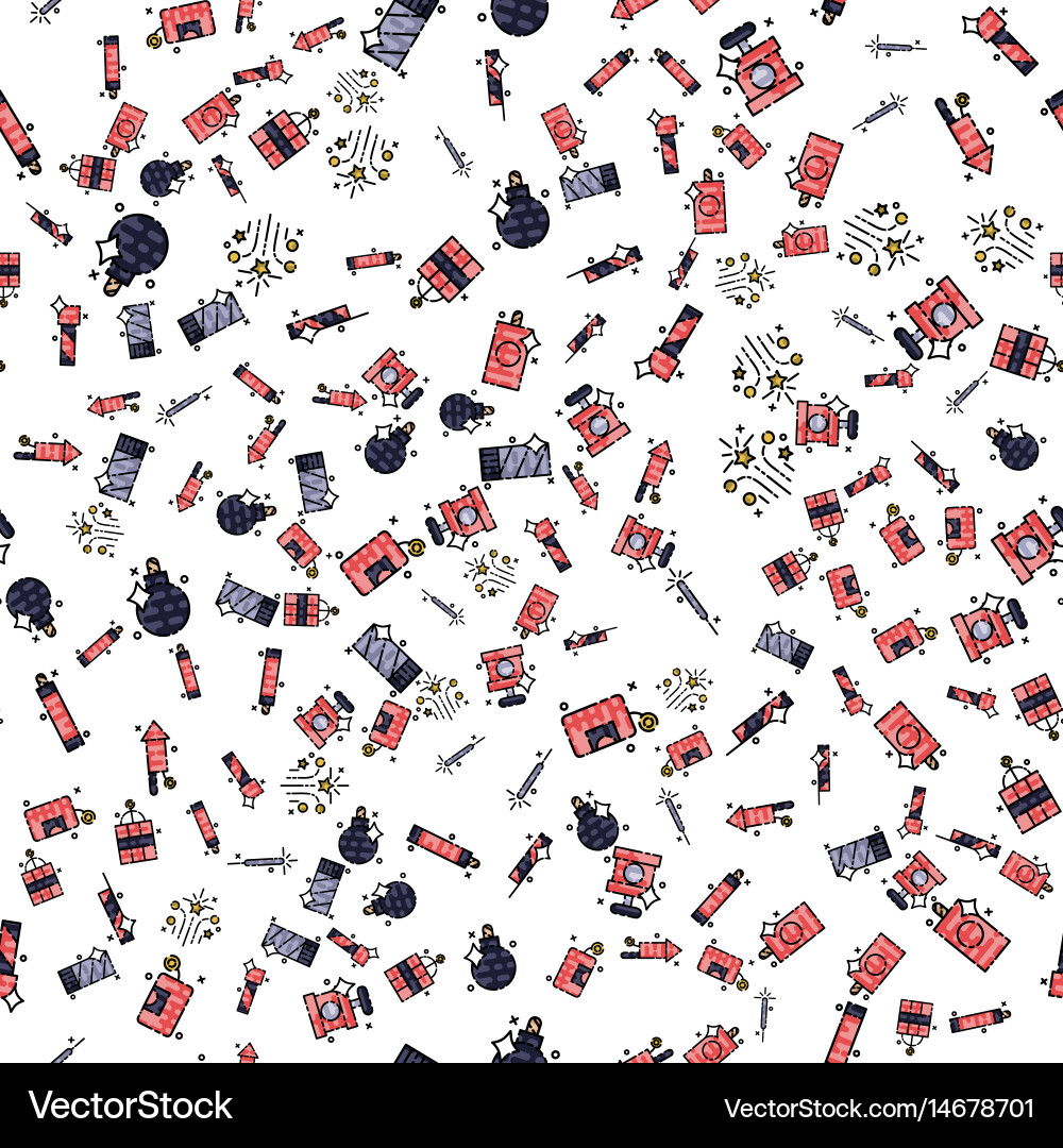 Pyrotechnics set pattern vector image