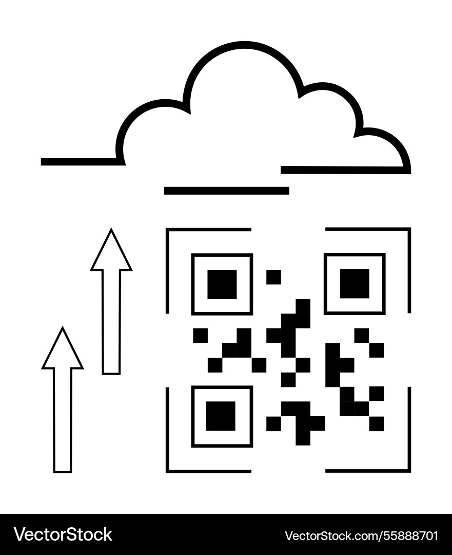 Qr-Code und Cloud-Verbindung repräsentieren Daten Qr-Code und Cloud-Verbindung repräsentieren Daten vektorbild