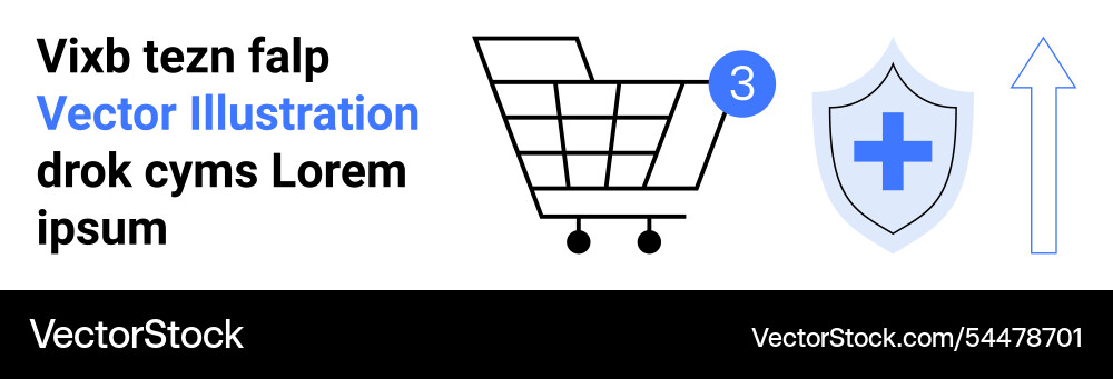 Shopping cart with notifications security shield Vector Image