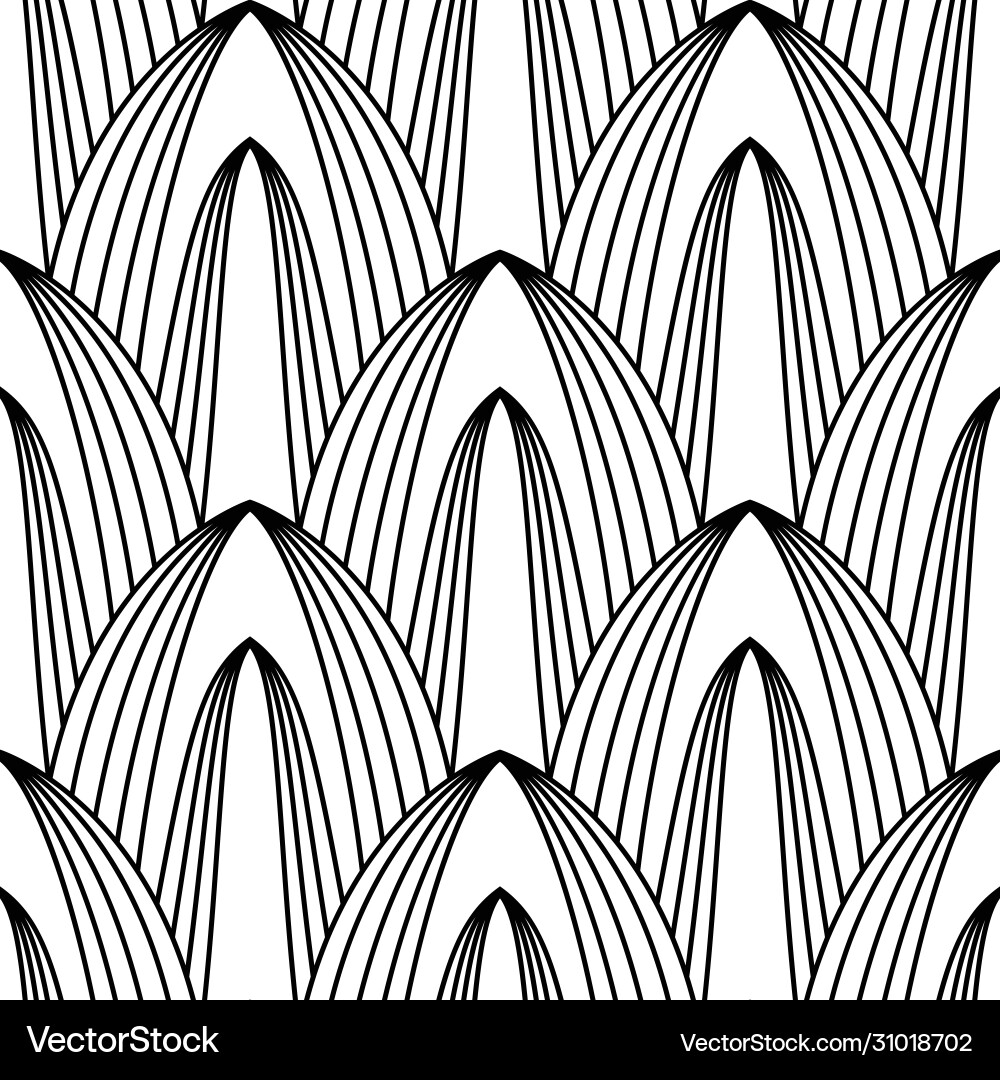 Art deco pattern black white background Royalty Free Vector