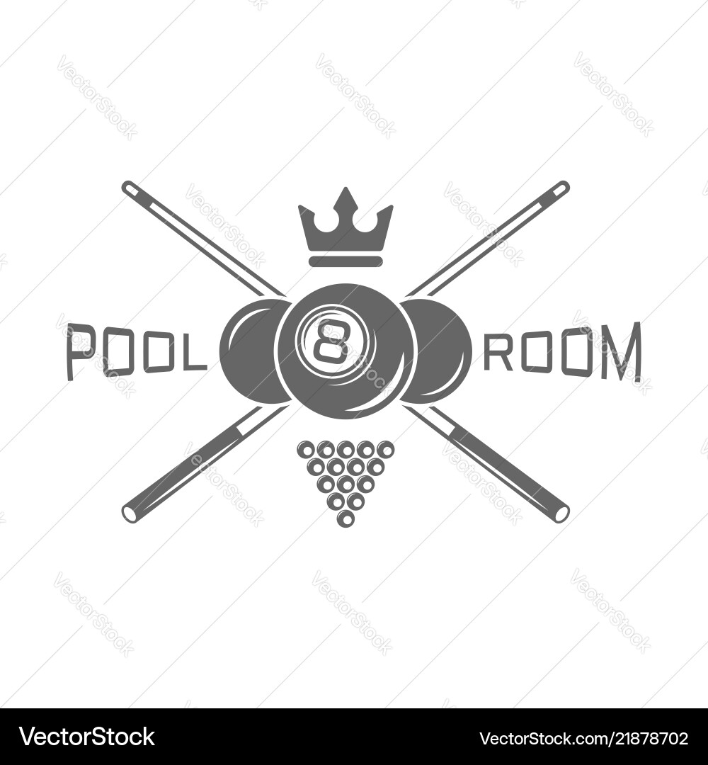 Billiard club pool room monochrome emblem vector image