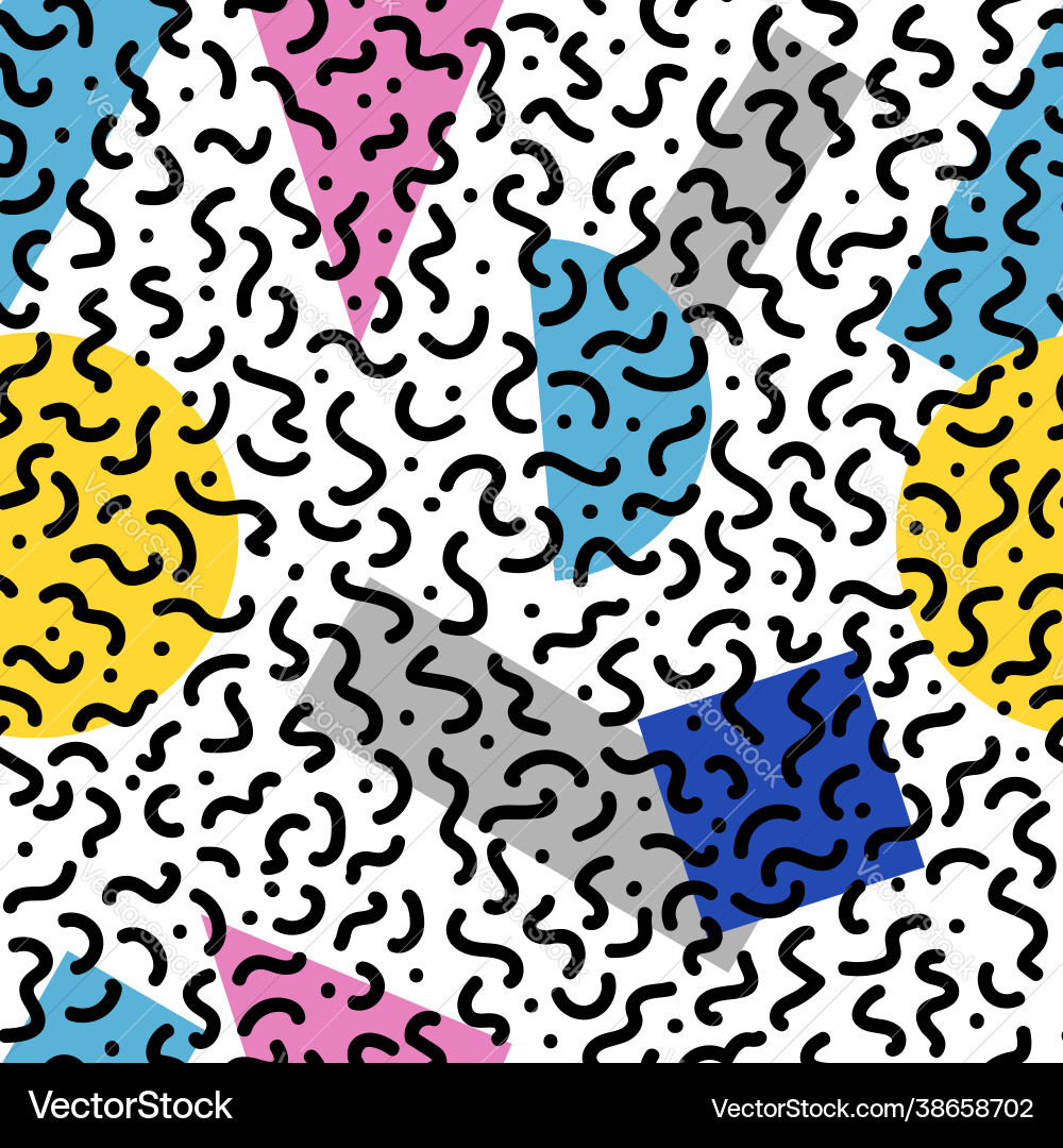 Black and white geometric memphis pattern Black and white geometric memphis pattern vector image