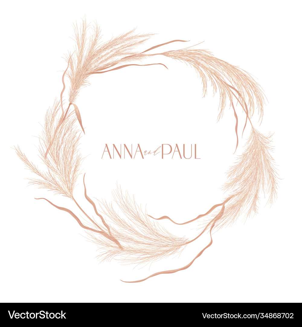 Dry Pampas Wreath - Autumn Floral Vector Image