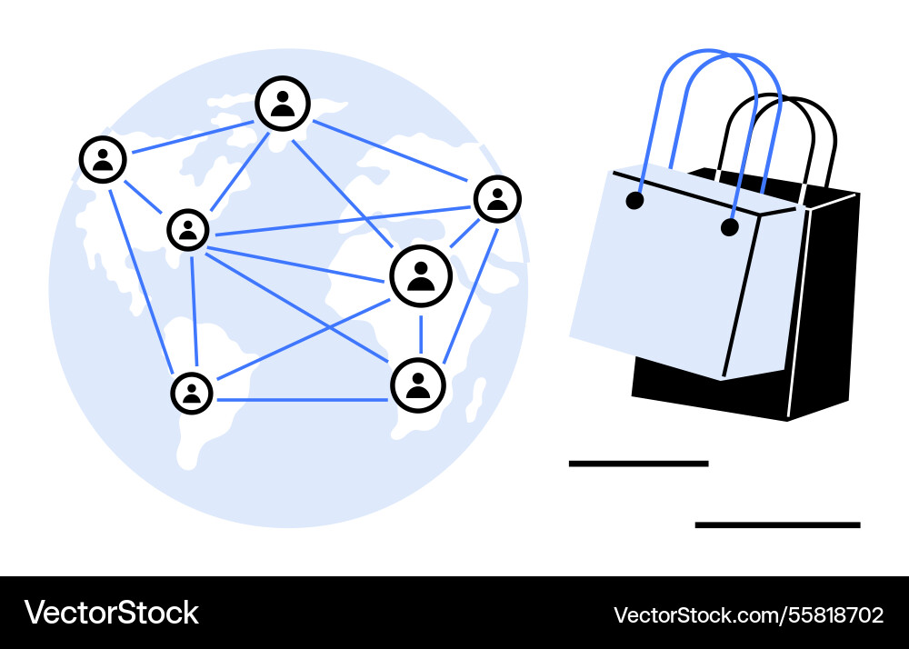 Global networking and ecommerce connecting users Vector Image