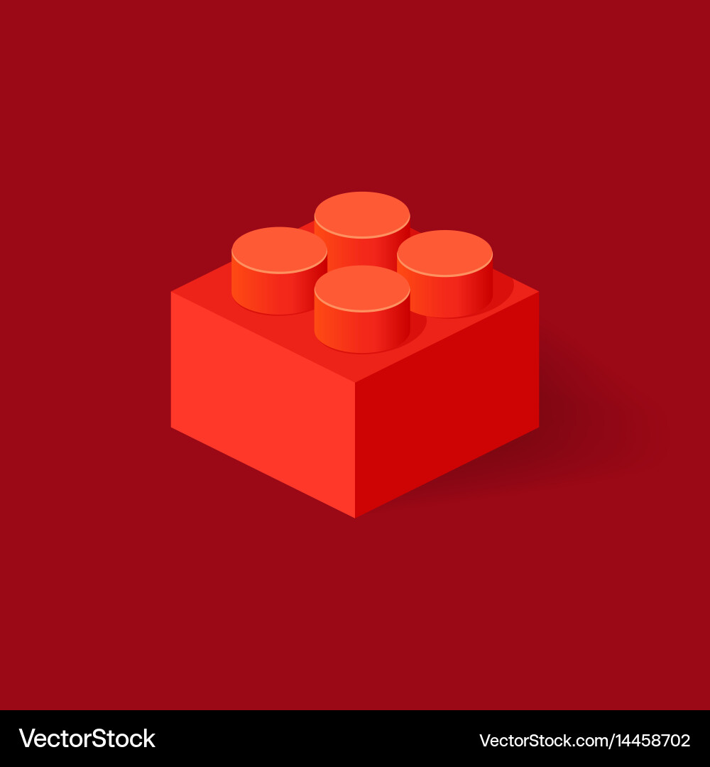 Isometric plastic building block with shadow vector image