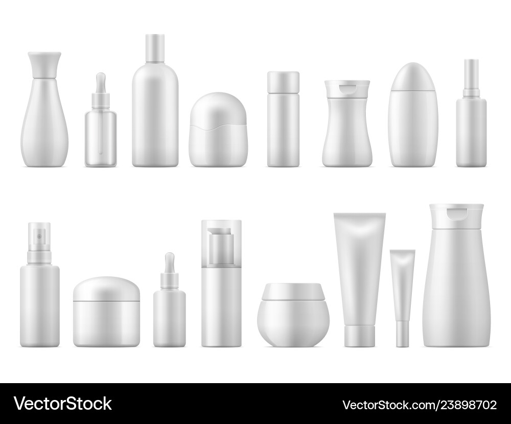 Realistic cosmetic package white product bottle Realistic cosmetic package white product bottle vector image