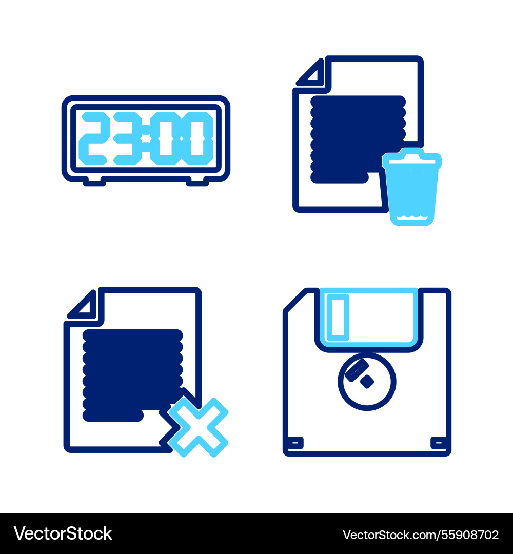 Set line floppy disk delete file document Vector Image