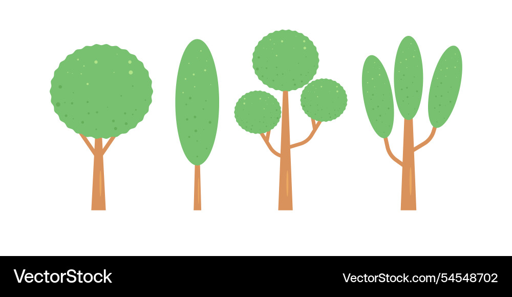Tree collection in a flat design style Vector Image