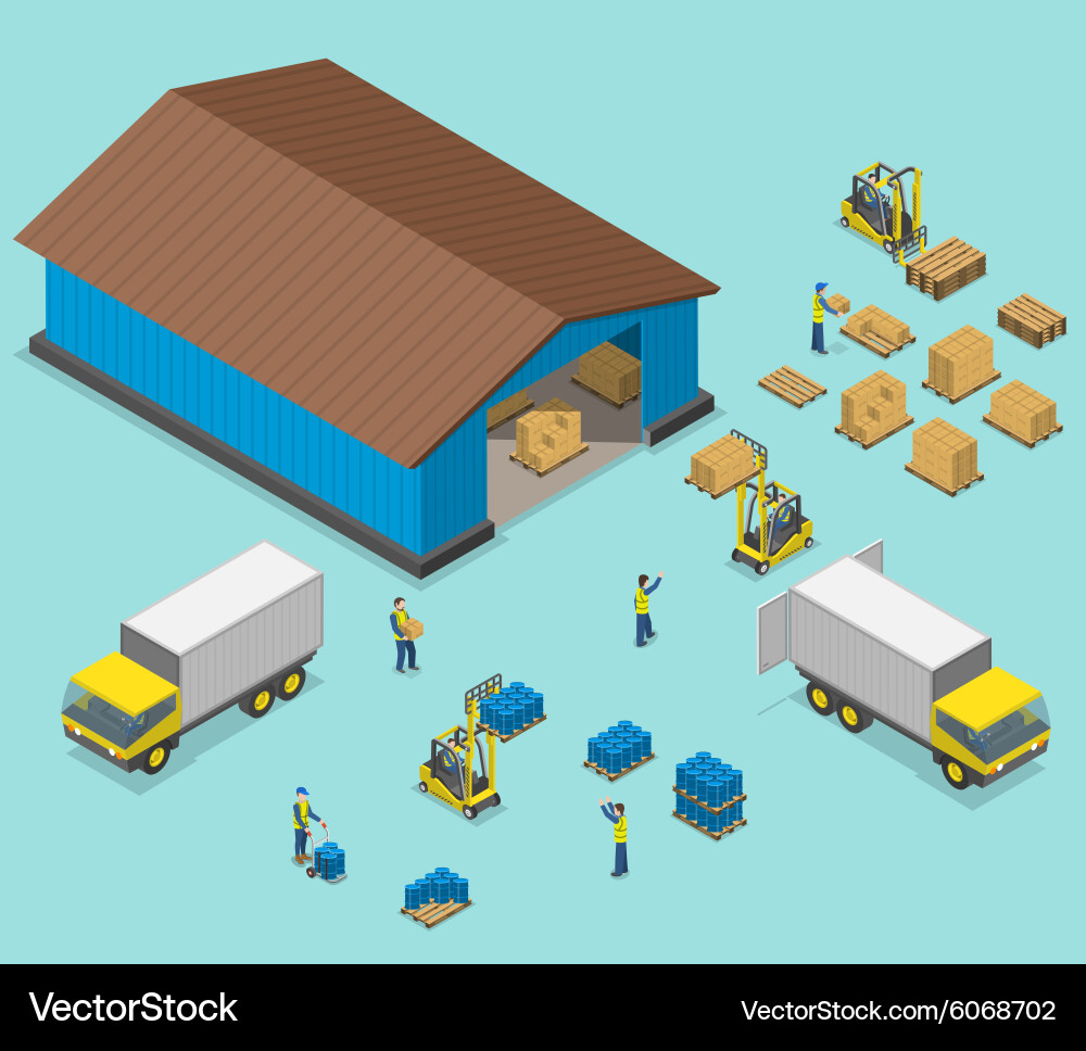 Warehouse Loading & Unloading Isometric vector image