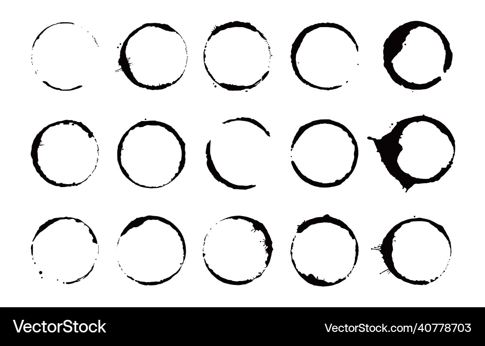 Coffee stain ring set Royalty Free Vector Image