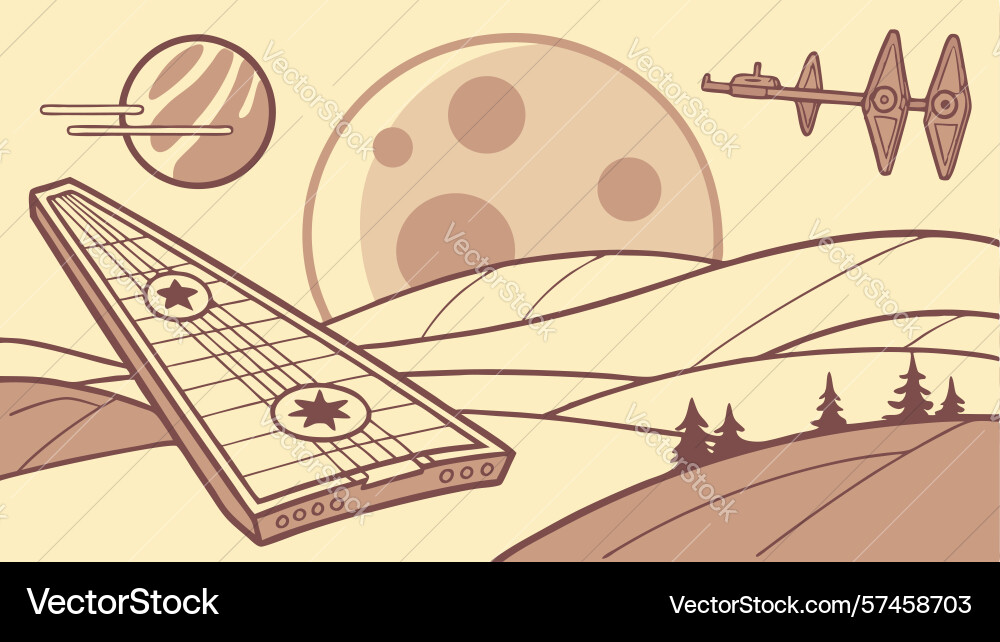 Cosmic tableau with ancient objects and celestial Vector Image