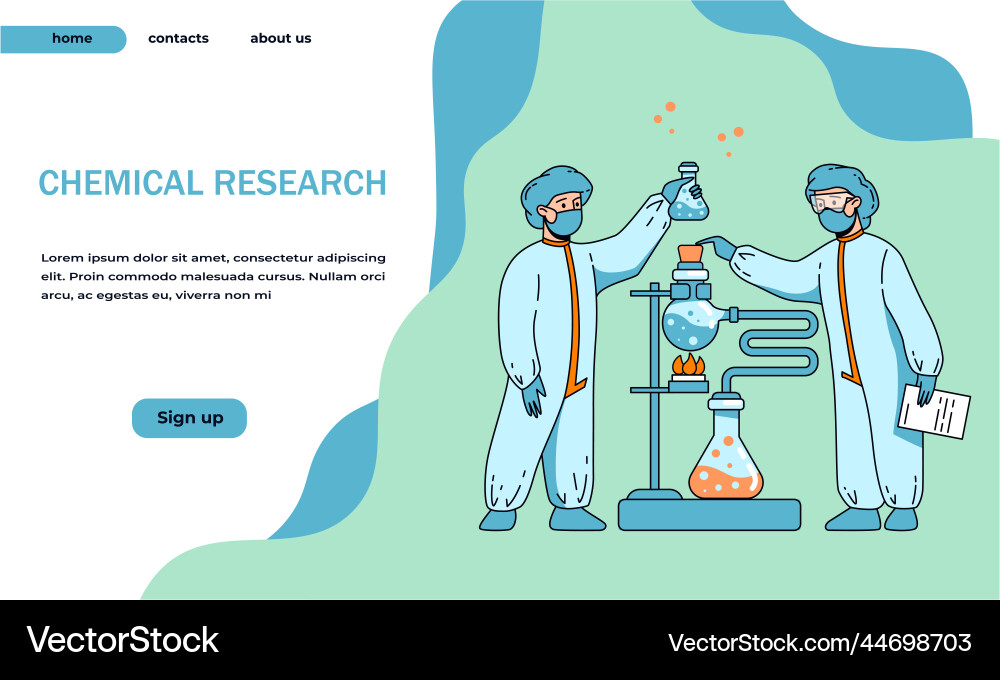 Landing page laboratory tests and experiments Landing page laboratory tests and experiments vector image