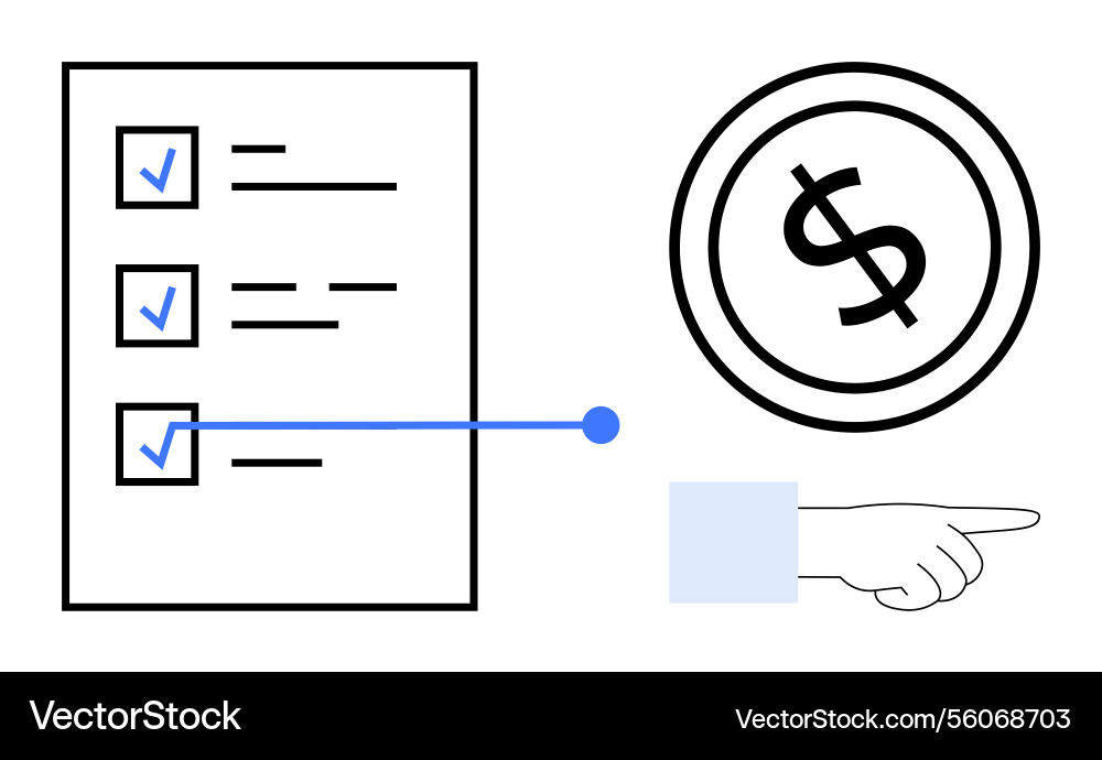 Task checklist linked to financial goal with hand Vector Image