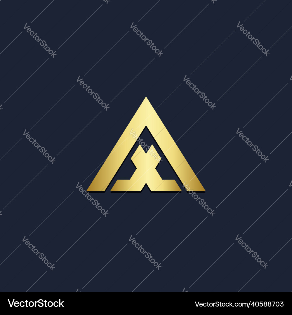Triangle shape design gold logo – Royalty-Free Vector | VectorStock
