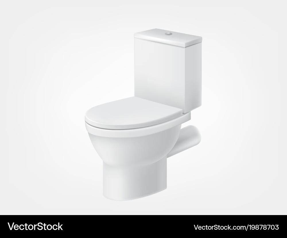 White Toilet Bowl Lid Mockup Vector Image