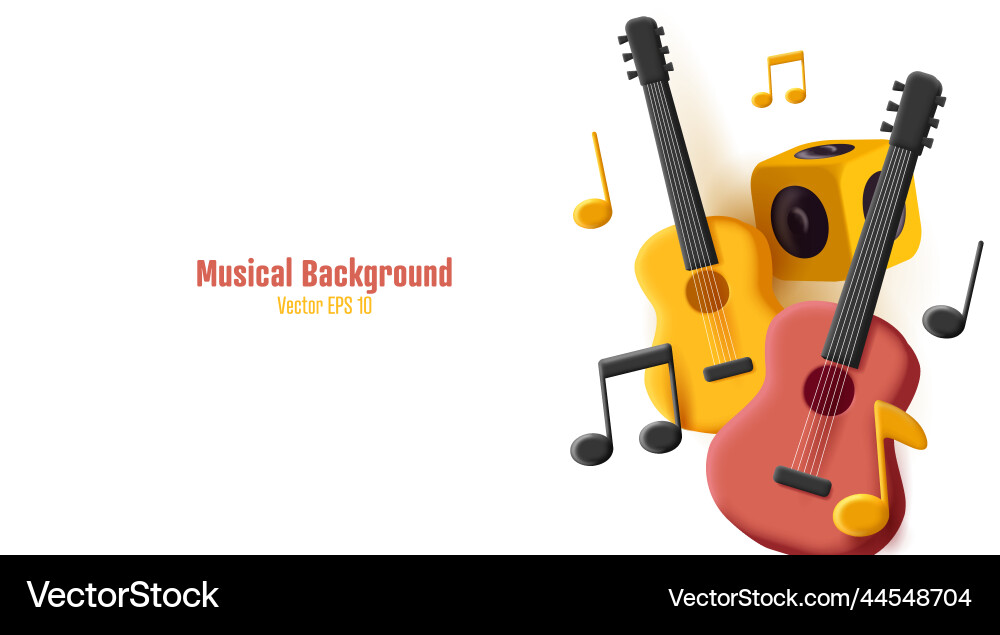 3d Komposition mit klassischer Gitarre und Noten 3d Komposition mit klassischer Gitarre und Noten vektorbild