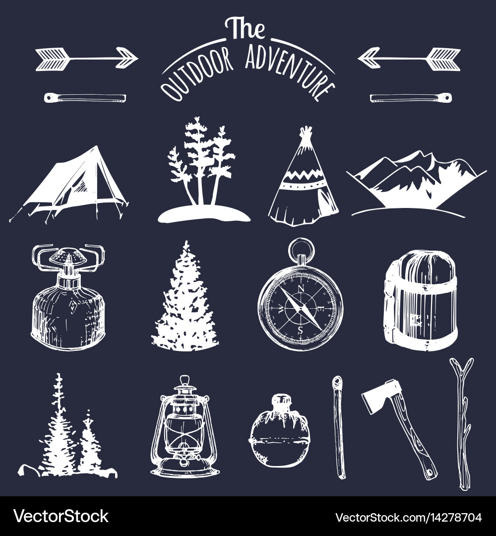 Camping & Outdoor Elements Royalty Free Vector Image