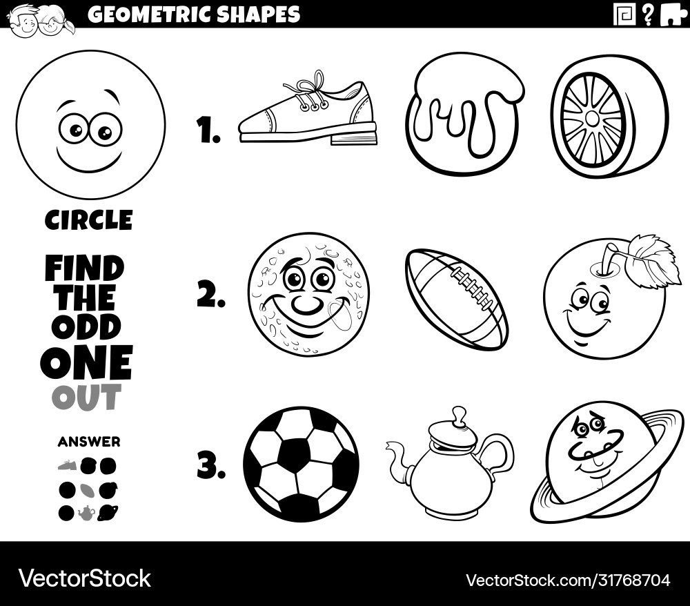 Circle shape objects educational game for kids Vector Image