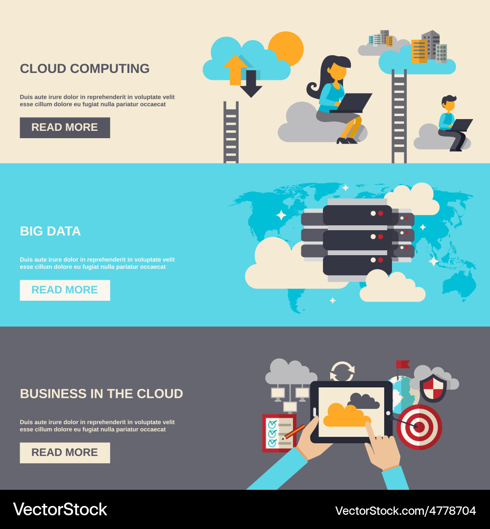 Cloud Computing & Data Banner Set Vector Image
