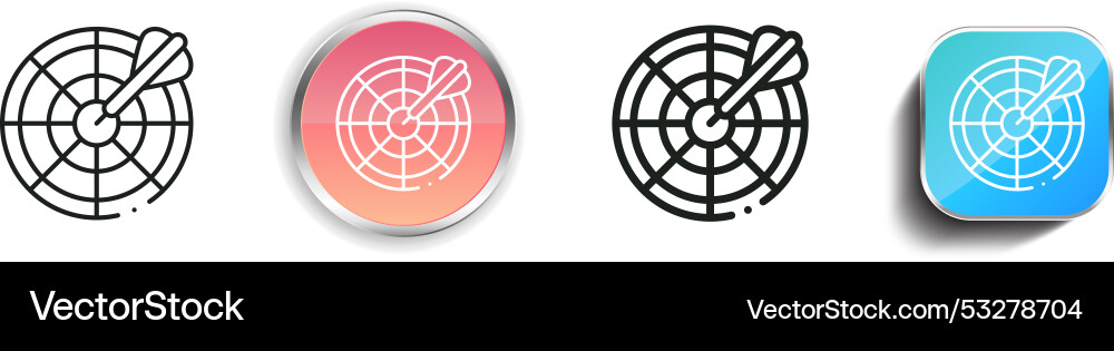 Dart board icon thin linear regular and button Dart board icon thin linear regular and button vector image