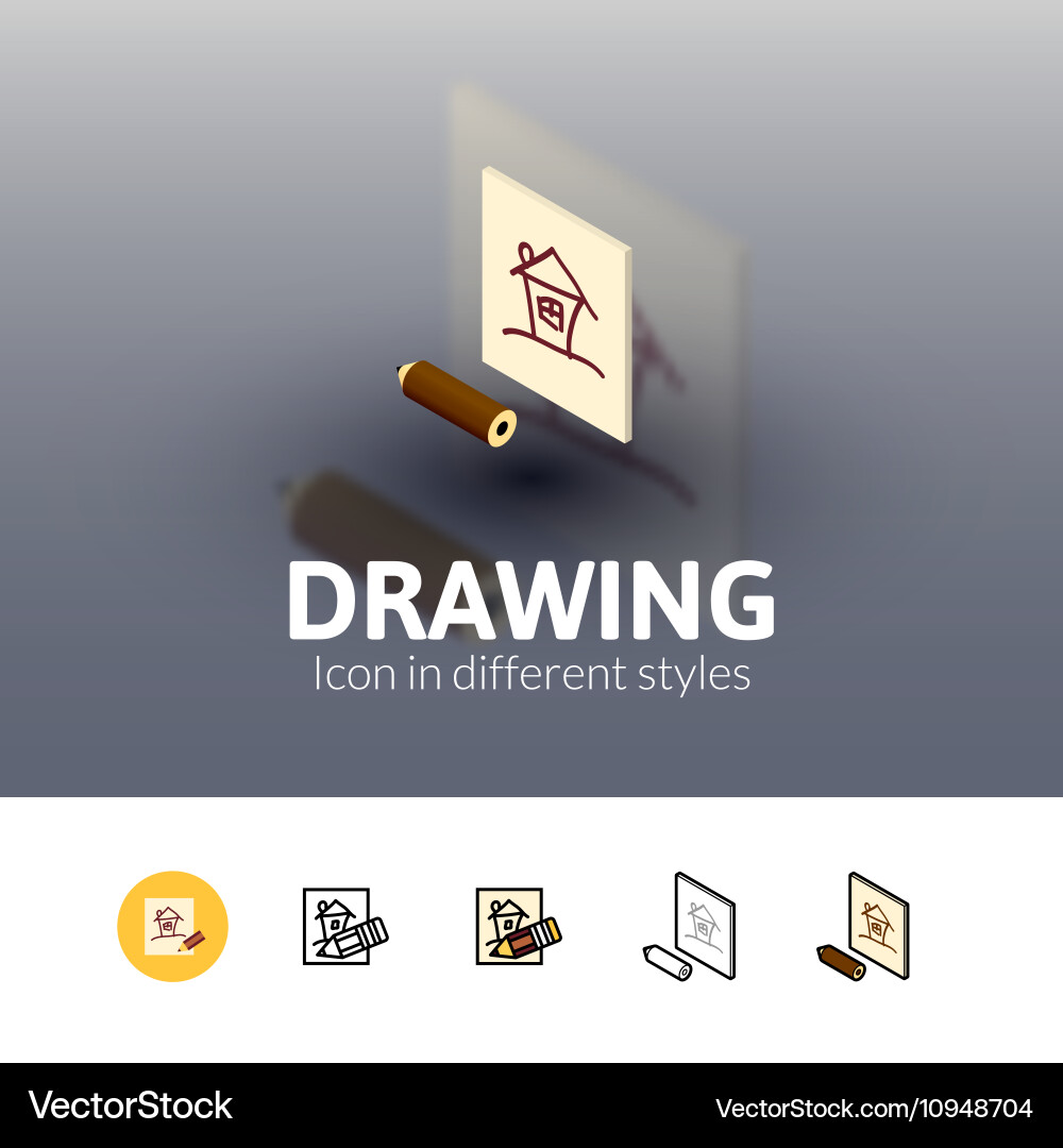 Drawing icon in different style Vector Image