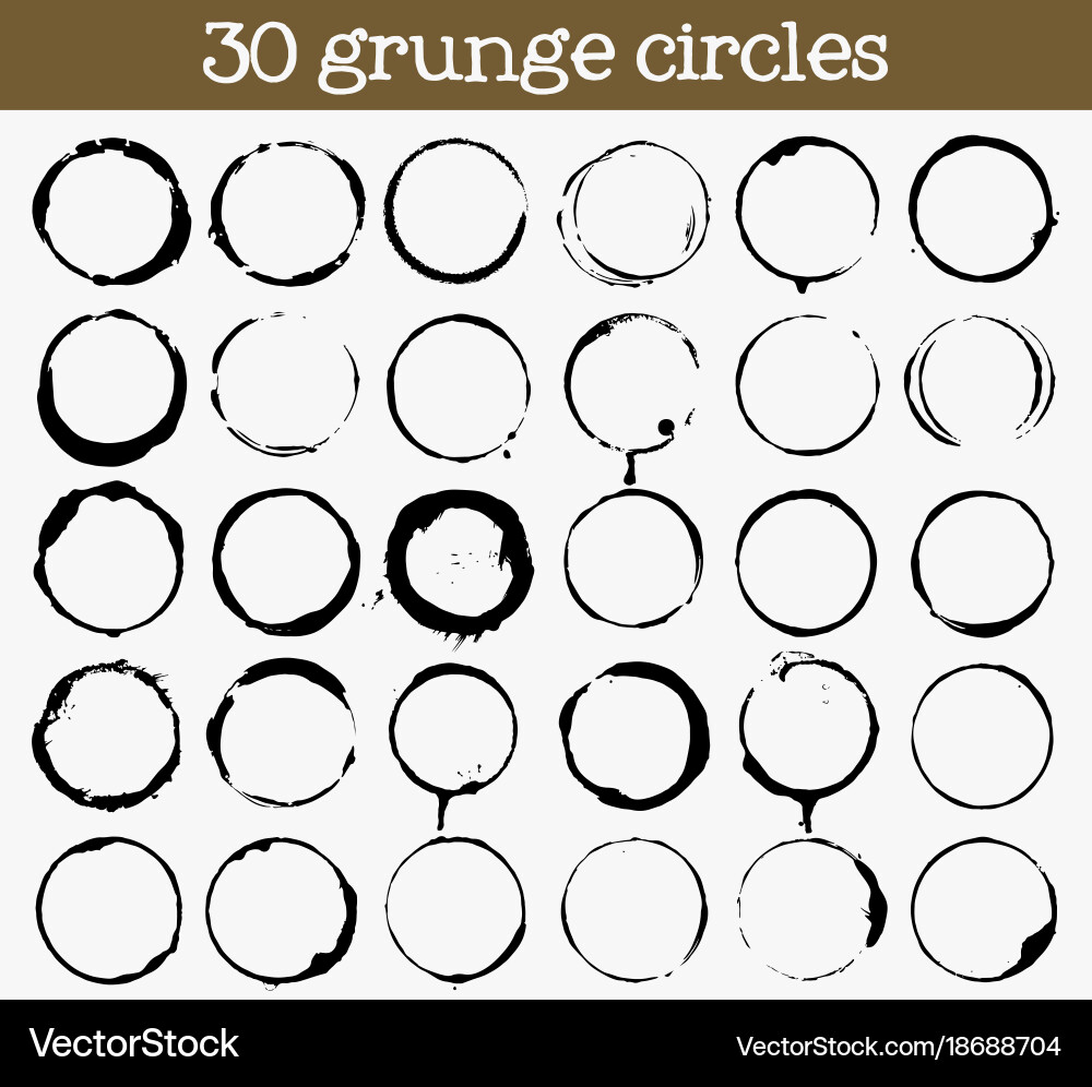 Grunge Circle Textures - 30 Unique Patterns vector image