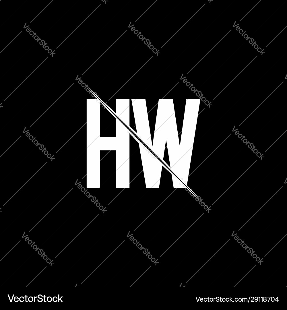 HW Monogram Logo with Slash - Modern Initial Templ vector image