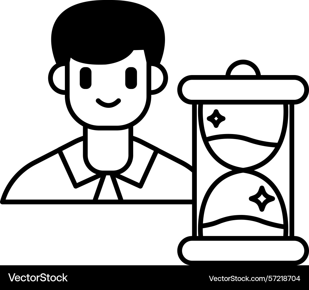 Man is smiling and holding a clock that set Vector Image