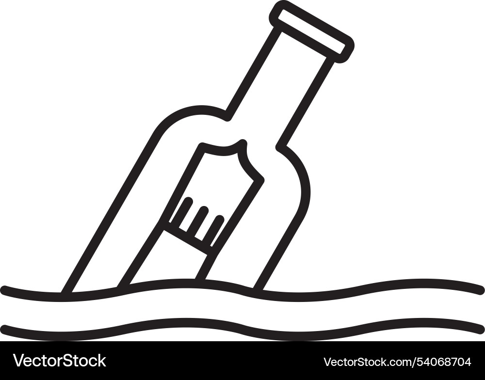 Message in a bottle line icon design Vector Image