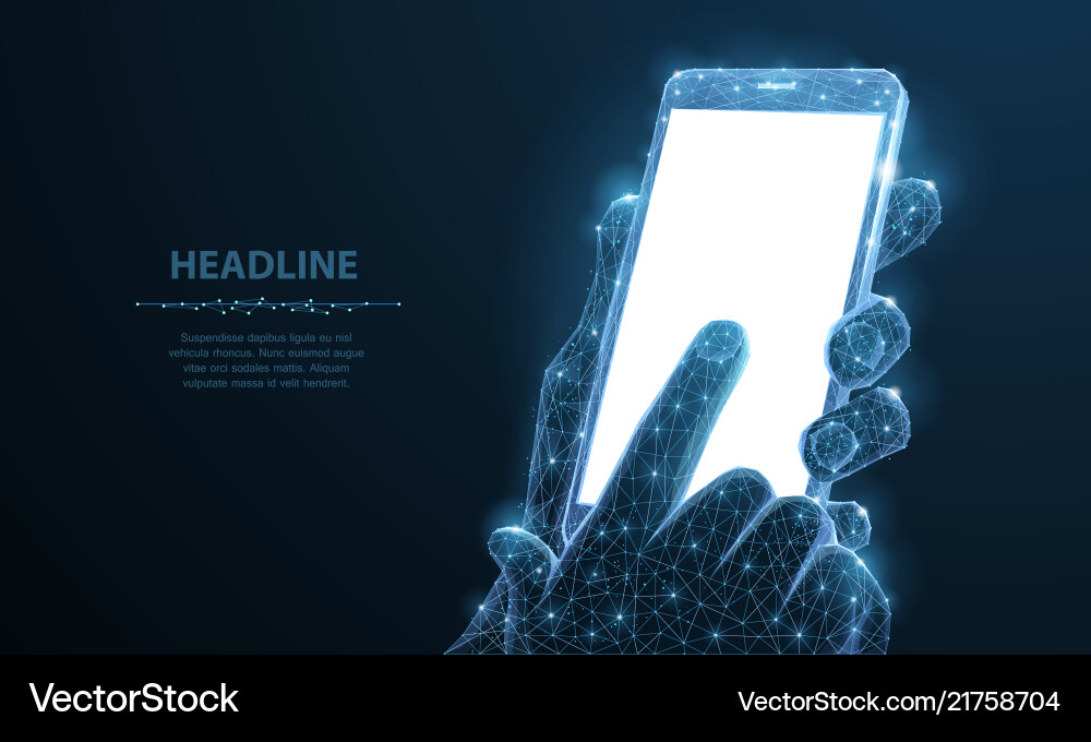 Mobile phone abstract polygonal wireframe closeup Mobile phone abstract polygonal wireframe closeup vector image
