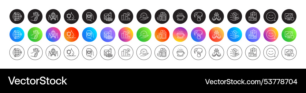 Security app safe time and report line icons Security app safe time and report line icons vector image