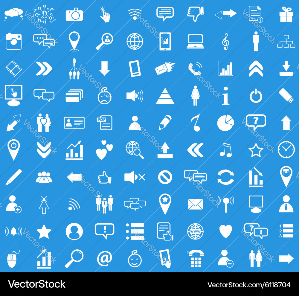Social media white icon set Vector Image