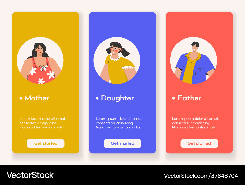 Template design for mobile app page with family Template design for mobile app page with family vector image