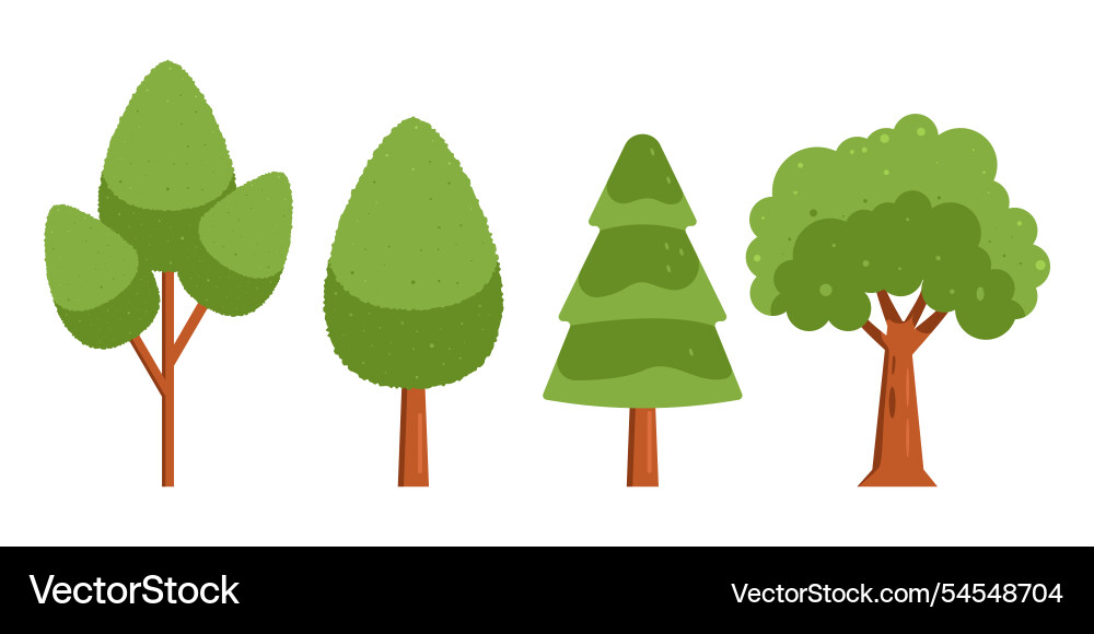 Tree collection in hand drawn design style Vector Image
