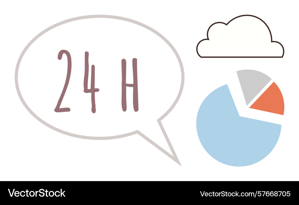 24-hour cloud data storage with analytics and real 24-hour cloud data storage with analytics and real vector image