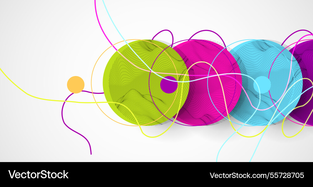 Abstract colored background wireframe circles Vector Image