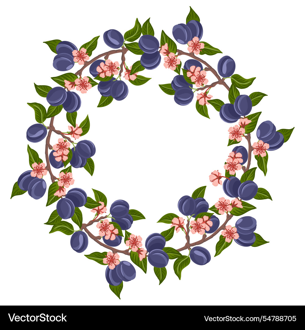 Round frame with pear tree branch Round frame with pear tree branch vector image