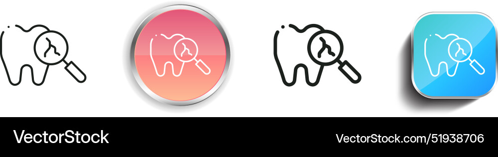 Broken tooth icon thin linear regular and button Broken tooth icon thin linear regular and button vector image