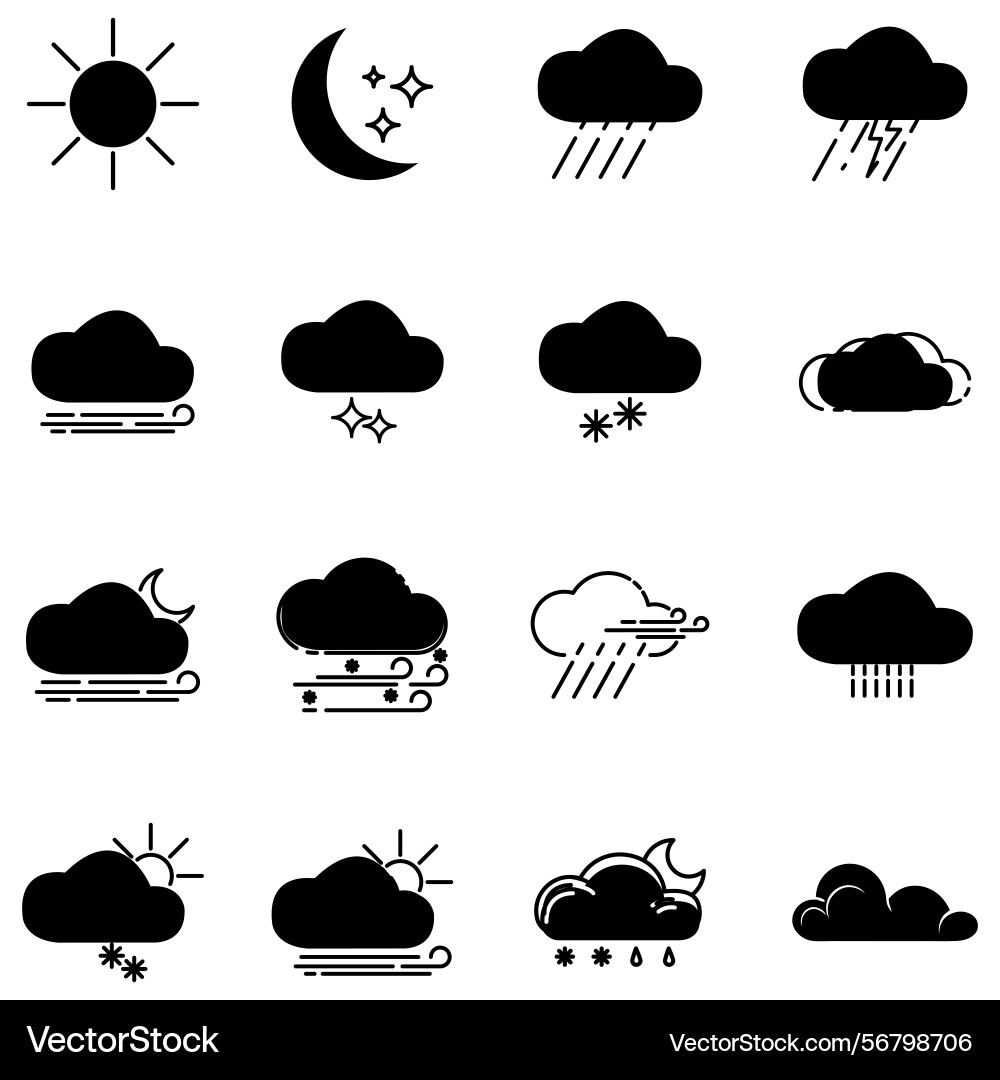 Clouds icons set of in different form vector image