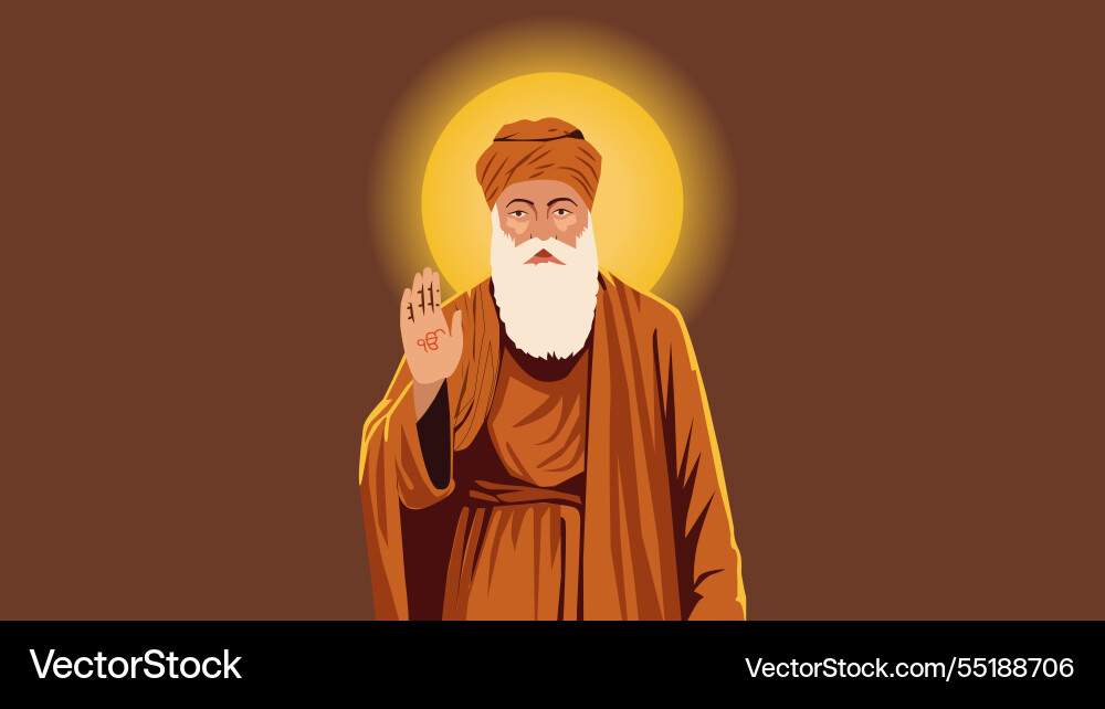 Guru nanak dev ji divine blessing vector image