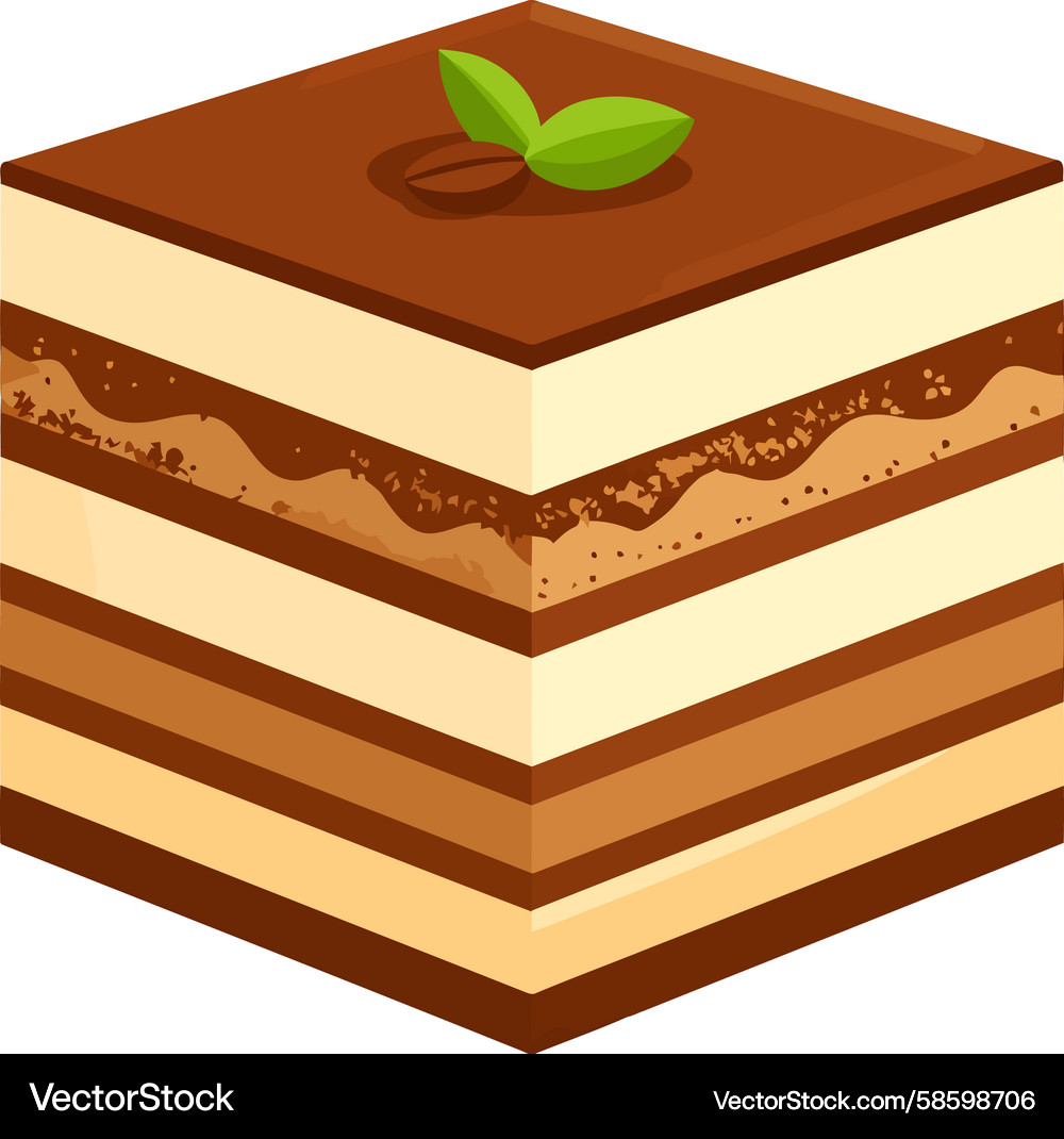 Isometric Tiramisu Cube - Dessert Vector Image