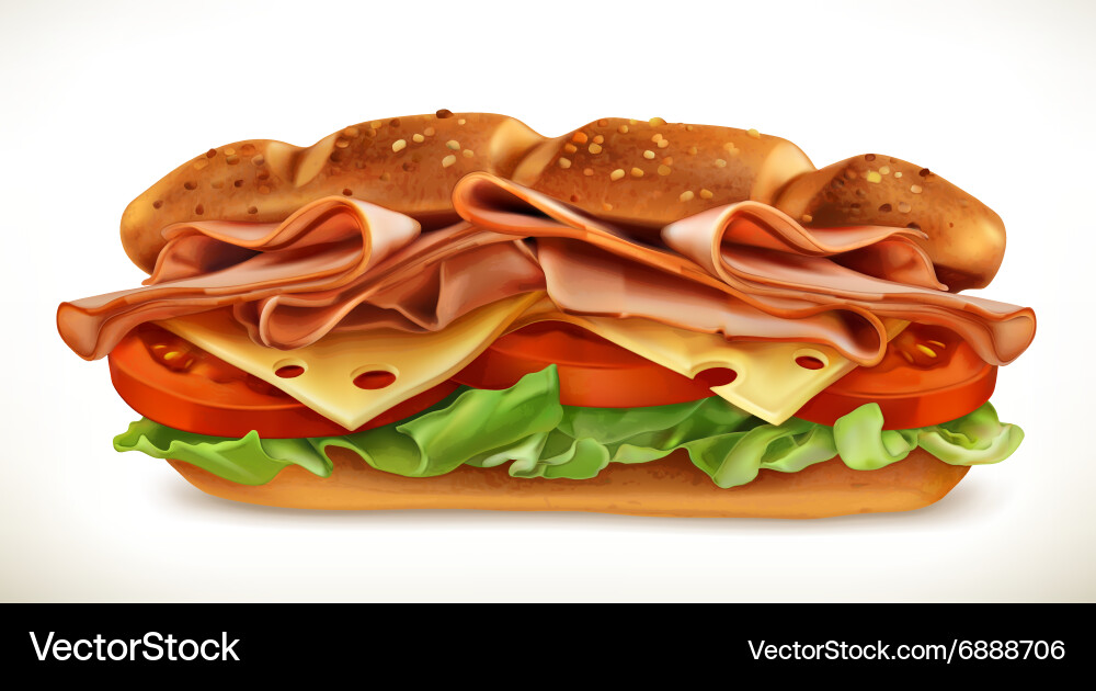 Meat and Cheese Sandwich Vector Image